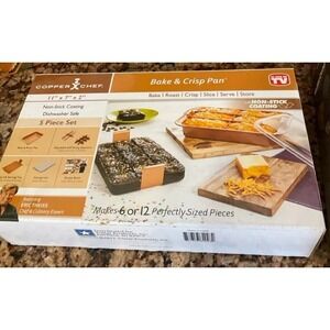 Copper Chef Bake & Crisp Pan 4 Piece Set Non Stick 11 x 7 x 2  As Seen On Tv NEW